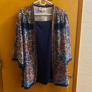 Topshop Blue Paisley Kimono Cape